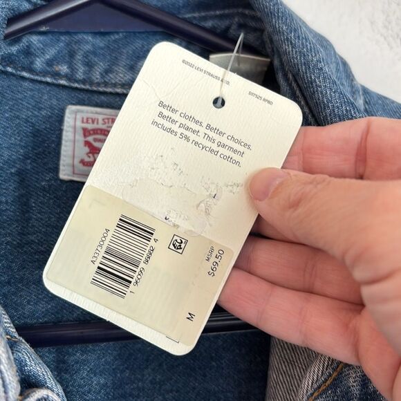 Levi's Men Unisex Classic Blue Button-Up Shirt western denim shirt jacket medium - Picture 7 of 11